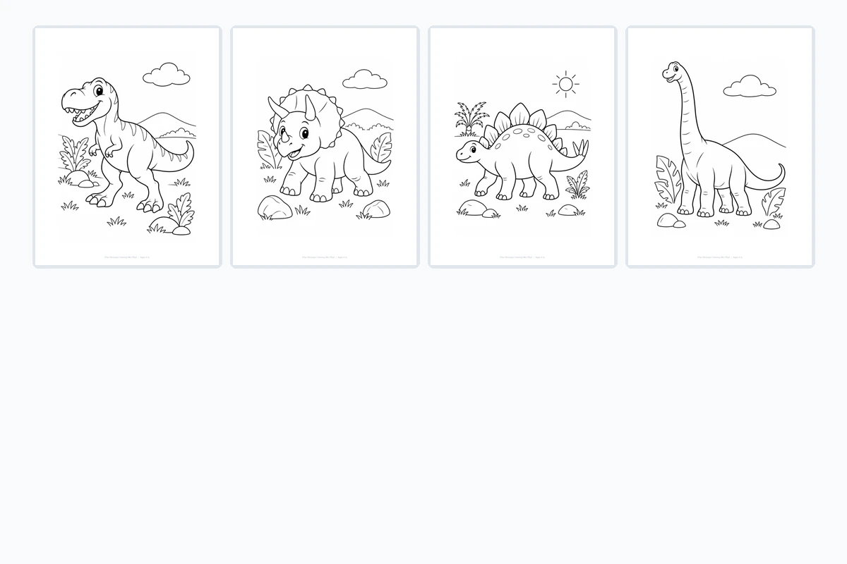 Free Dinosaur Coloring Mini Pack Preview
